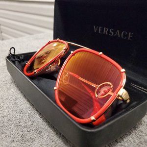 AUTHENTIC Versace Sunglasses 2233 1472/C8 Red-Gold Medusa/Red-Pink Mir